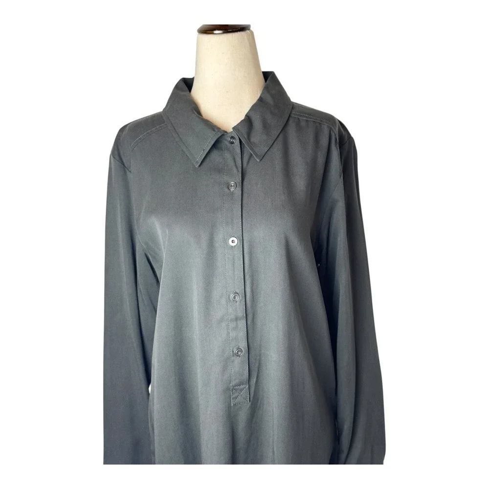 Michael Stars Dress Women Large Black Collared Long Sleeve Shirt Dress Mini NWT - Picture 4 of 11